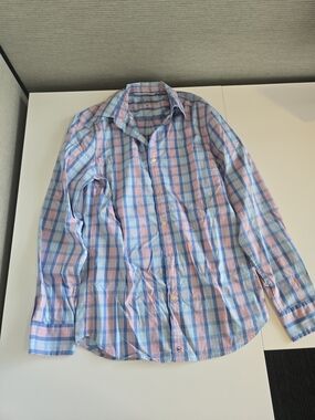 Vineyard Vines Blue and Pink Plaid Button-Down Shirt